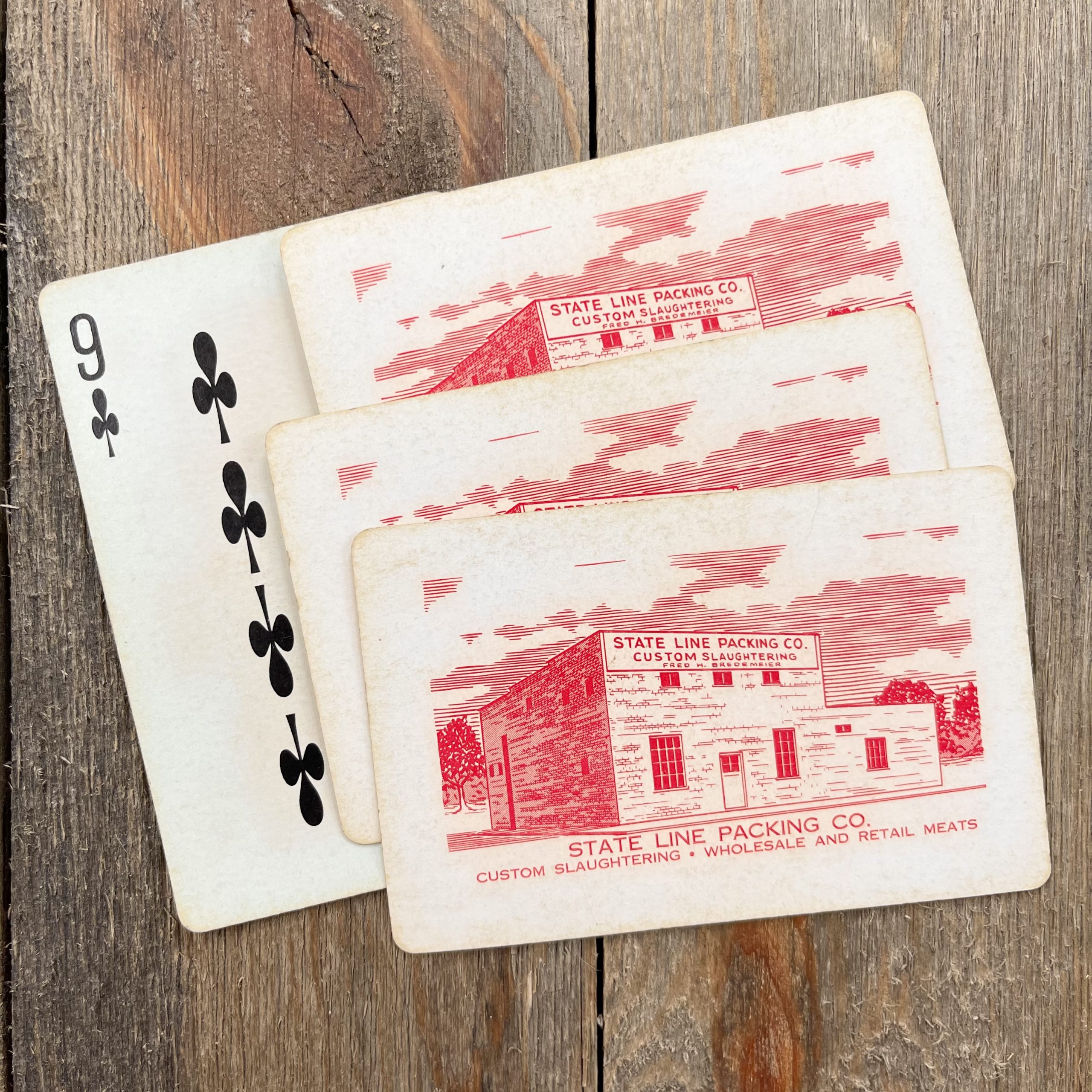 4 Vintage State Line Packing Co Advertising Playing Cards