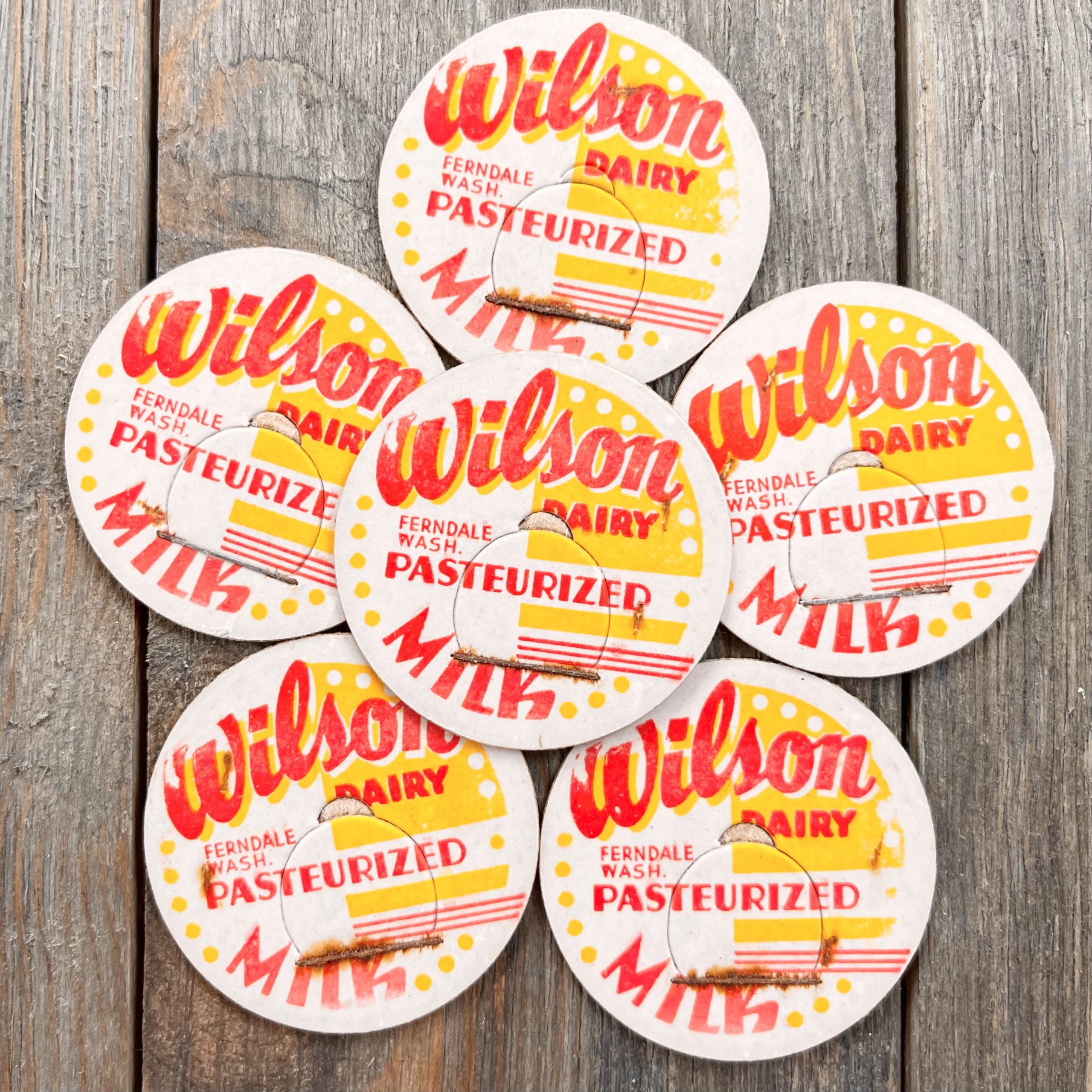 6 Vintage Wilson Dairy Milk Caps