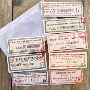 8 Vintage Pink and Peach French Bond Coupons with a Vintage Glassine Bag