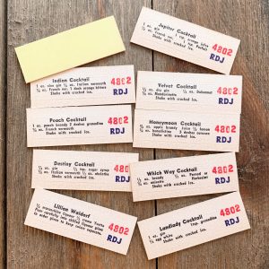 Ten vintage Lucky Cocktail cards from the 1950s