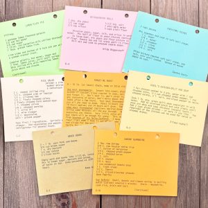 8 Different vintage colorful preprinted recipe cards