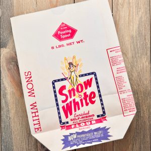 One vintage Snow White Flour bag featuring an illustration of a fairy